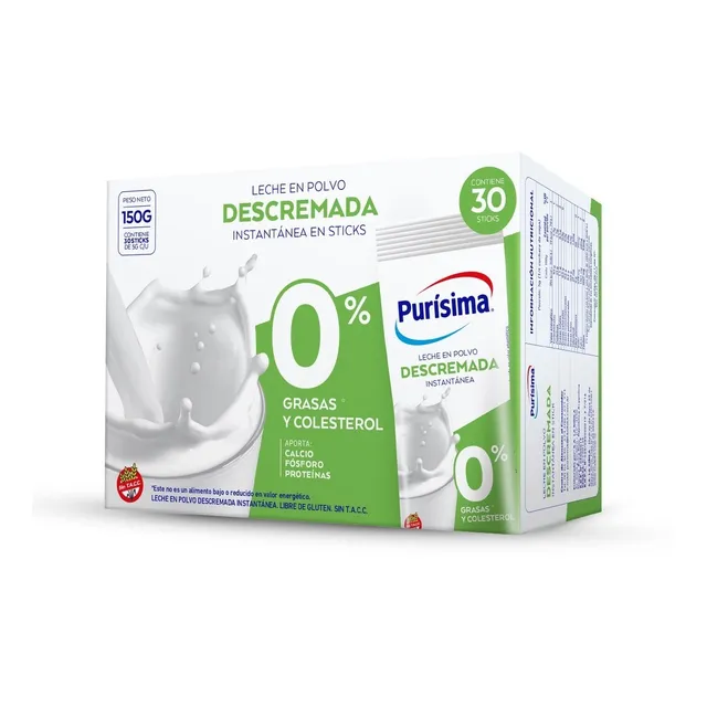 Leche En Polvo Descremada Purisima Sobres 5g X 600 Unidades