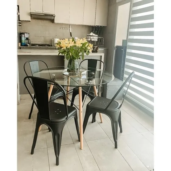 Juego De Comedor / Mesa Eames + 4 Sillas Modelo Tolix