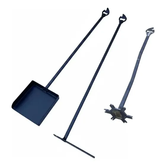 Set Pala Carbonera + Atizador + Limpia Parrilla Metal Acero