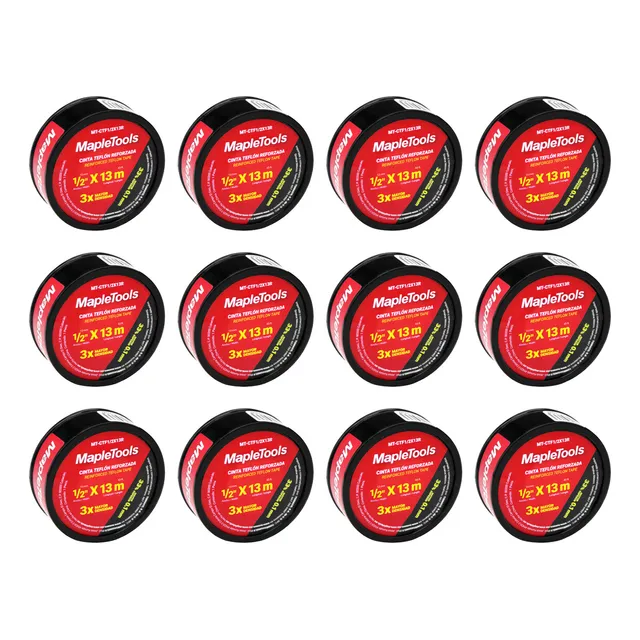 12 Cintas Teflon Reforzada 1/2 X 13 Mts Maple Tools