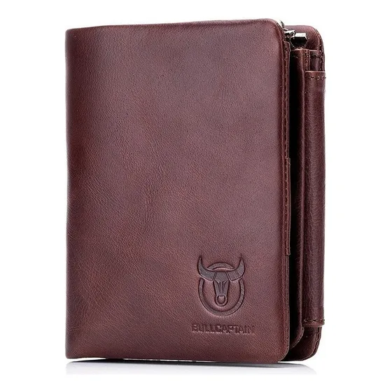 Cartera Hombre Piel Genuina Billetera Trifold