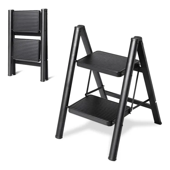 Escalera Portátil De 2 Peldaños, Taburetes Plegables De Meta