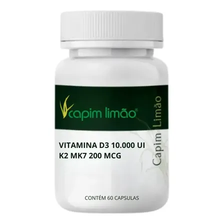 Vitamina D3 10000 Ui Vit K2mk7 200mcg 60 Caps Capim Limão Sabor Sem Sabor