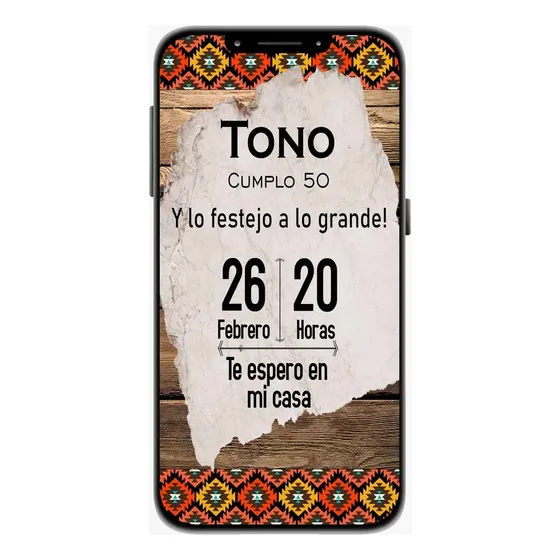 Invitacion Digital Tarjeta Virtual Adulto Rustico 60 Anos