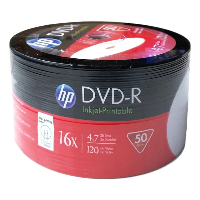 Pack 50 Discos Dvd-r Virgen Dvd Hp 16x 4.7gb 120m Imprimible