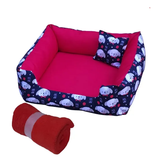 Cama De Cachorro Caminha Pet Pra Cachorro Ou Gato 60x60 Gv enxovais caminhas pet Cor Vermelho