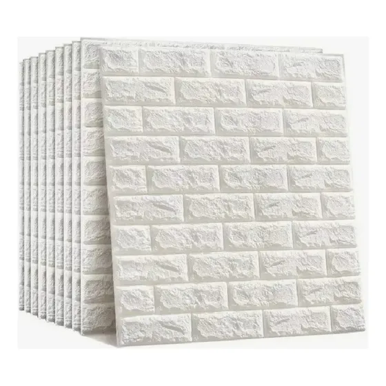 Placa Autoadhesiva 3d Ladrillo Blanco 69x79cm X 10 Placas