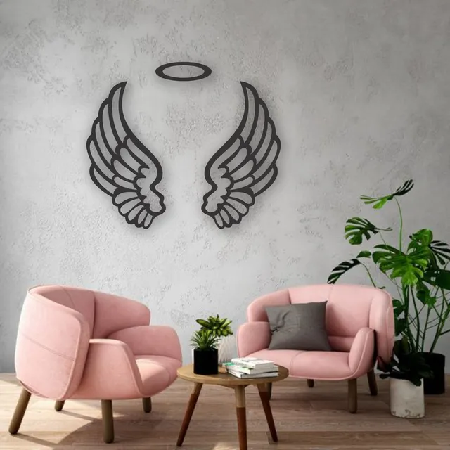 Cuadro Artesanal Alas Angel Hadas Calado En Mdf - 83x70cm
