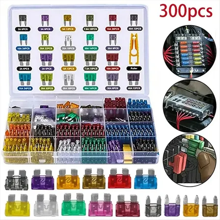 Kit Sortido Fusíveis Automotivos Tipo Lâmina 300 Peças
