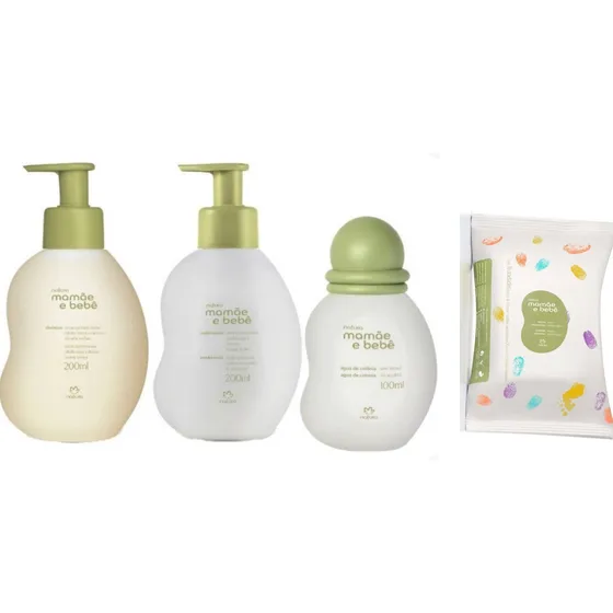Kit Mamãe E Bebe 4 Itens Sh/cond/lenço/ Colônia