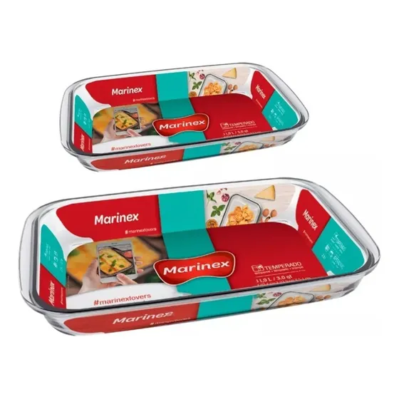 Juego De Asaderas De Vidrio P/horno 2 Piezas Marinex