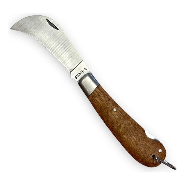 Navaja Curva De Madera 18cm Para Herrar Capadora De Bolsillo