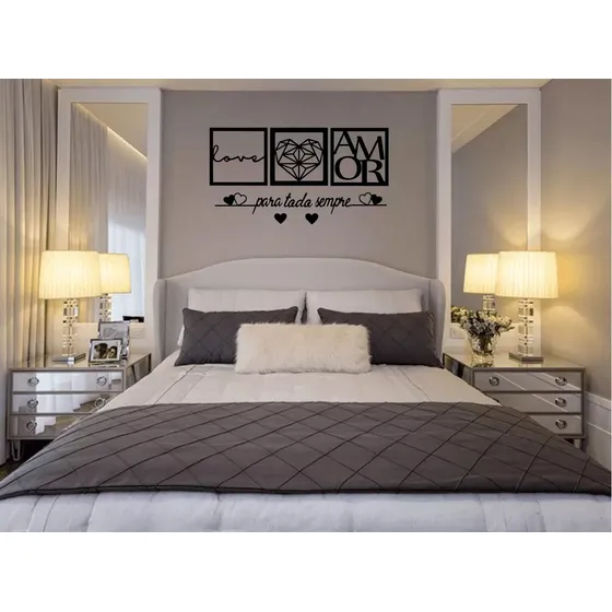 Kit 3 Quadros Love Para Todo Sempre Cabeceira Mdf Vazado