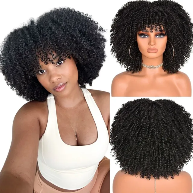  Peruca Cabelo Cacheado Afro C/ Franja Lace Orgânico Premium