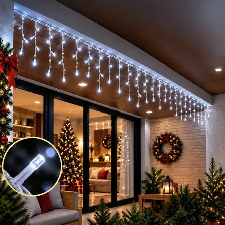 Cascata 400 Leds Natal 10m Cores Função Pisca Ou Fixa