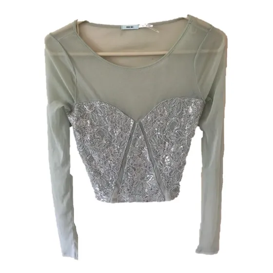 Blusa Dama Transparente Verde Kimchi Blue Talla S Original