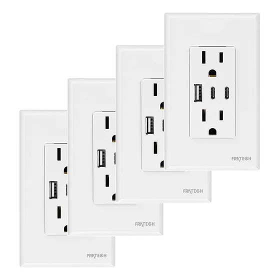 Pack De 4 Contactos Duplex Compatibles, Usb Tipo-c Y Tipo-a.