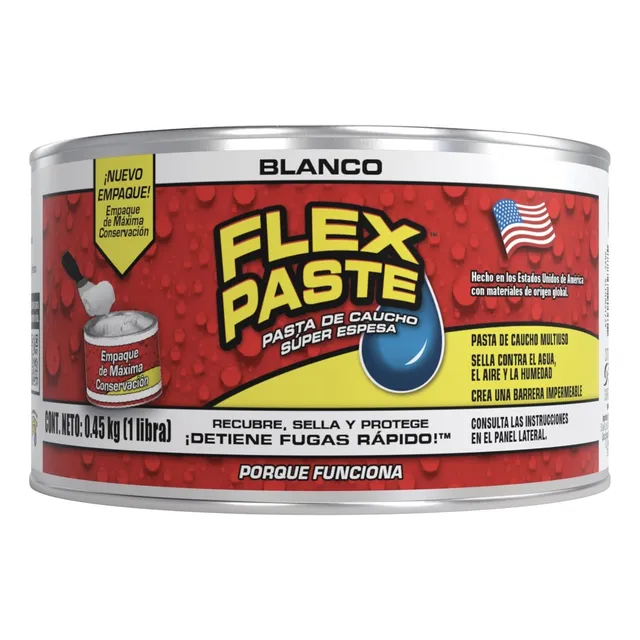 Flex Paste Pasta De Caucho Sellante 0.45 Kg (1 Libra) Blanco