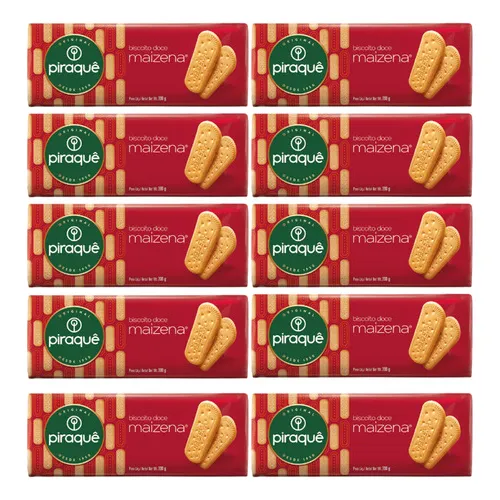 Kit C/10 Biscoito Piraquê Maizena Pacote 200g