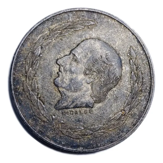 Moneda 5 Pesos Hidalgo Grande Sin Limpiar 1953 Plata Pura