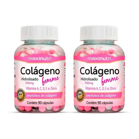 Kit 2 Colágeno Para Pele Femme + Vitaminas 90 Caps Maxinutri