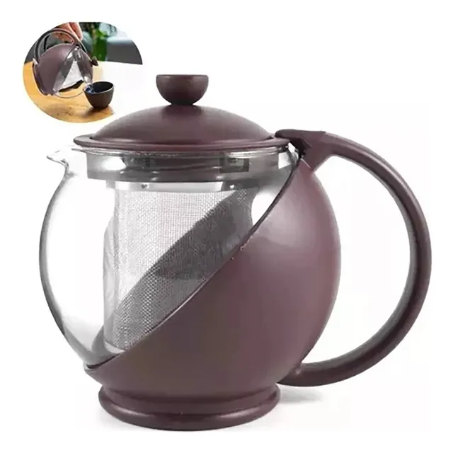 Tetera Cafetera Te Vidrio L Con Filtro De Acero Inoxidable