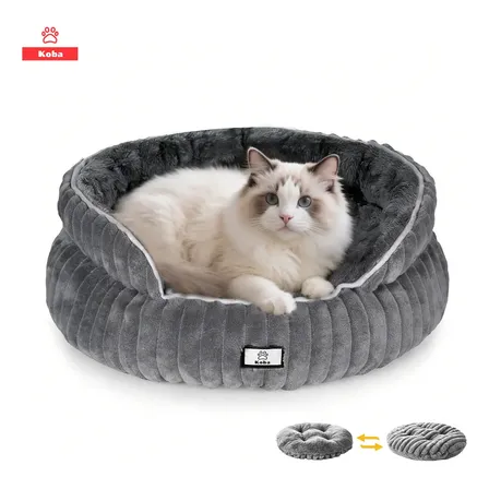 Cama Antiestrés Para Mascota Gatos Perros Lavable 50x50x20cm Con Cojín Reversible Color Marengo Marca KOBA