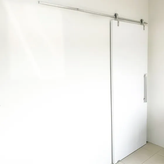 Porta Branca 80cm+ Kit De Correr 1,5m+ Puxador Flat Escovado