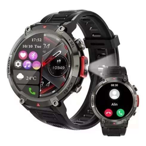 Reloj Inteligente Smartwatch Con Linterna Para Android E Ios