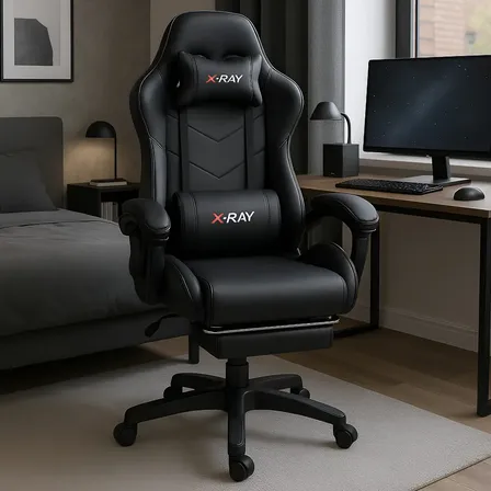 Cadeira Streamer Ergonomica Confortável Reclinável Cor Preto Material Do Estofamento Couro Sintético
