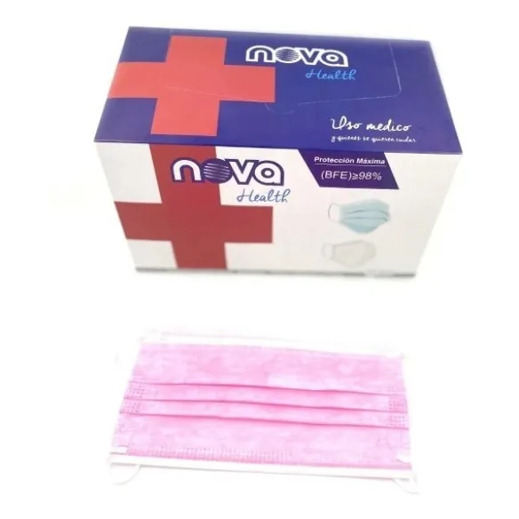 Caja 50 Tapabocas Rosado, Negro