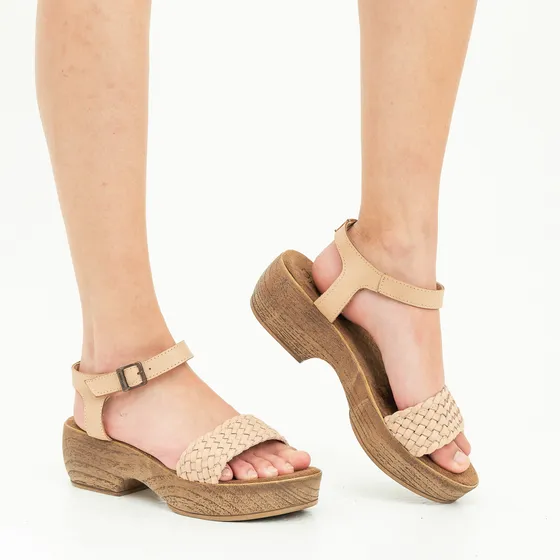 Sandalias Mujer Cuero Plataforma Urbana Comoda Citadina Gaba