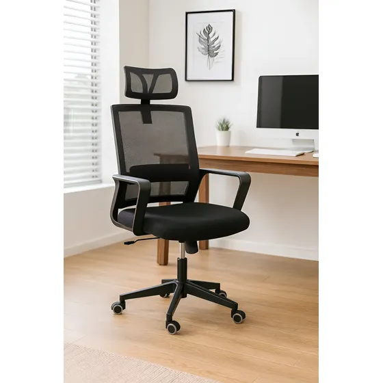 Silla De Oficina Mesh Miami Color Negro Material Del Tapizado Tela/mesh