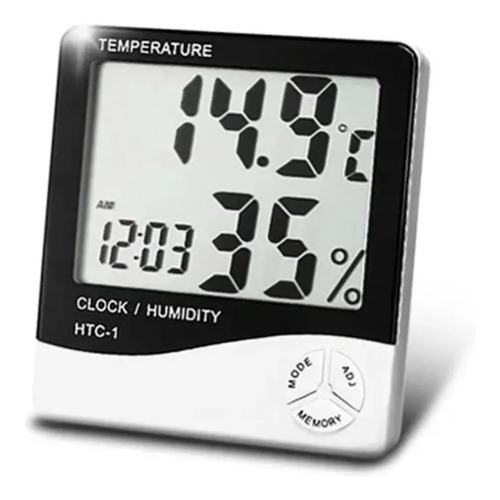 Termo Higrômetro Medidor Umidade Temperatura Relógio Digital
