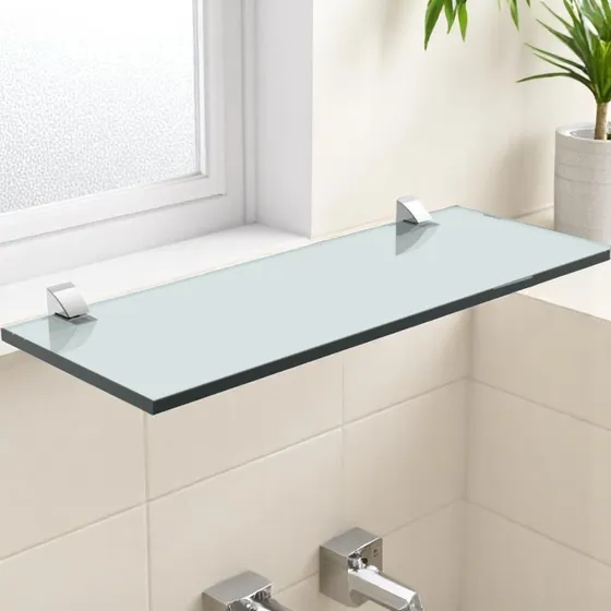 Estante Prat·k De Vidrio Transparente 15x60cm Soporte Blanco