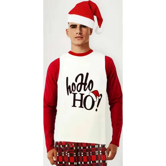 Playera Navidad Con Gorro Hohoho Manga Larga Para Hombre