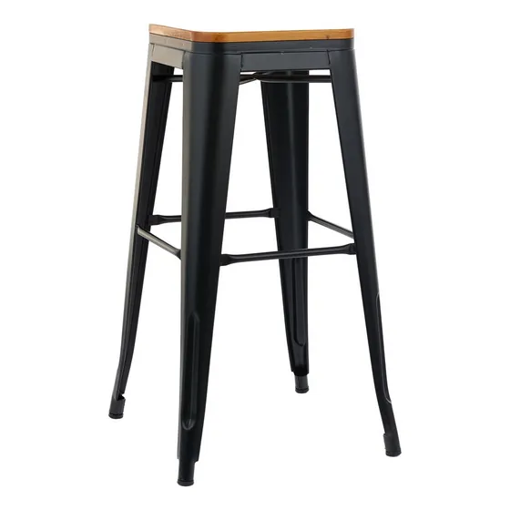 Banqueta Tolix Asiento Madera Hierro Reforzado 75cm