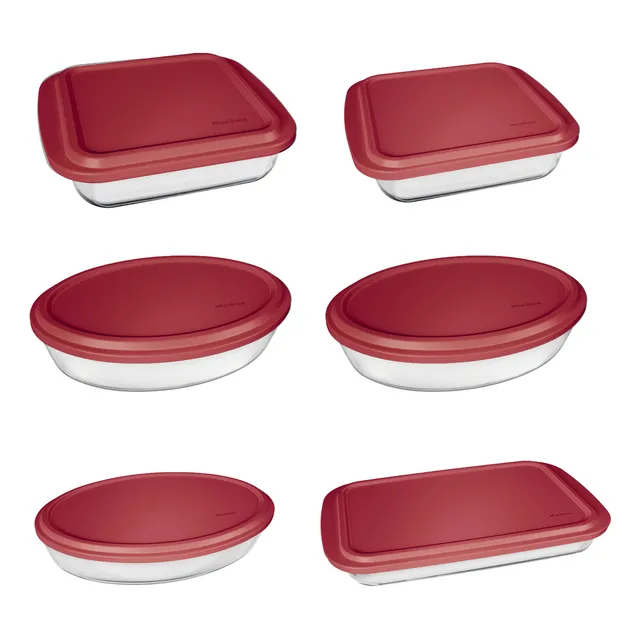 Conjunto Assadeiras 6 Peças Com Tampa Vermelha Marinex