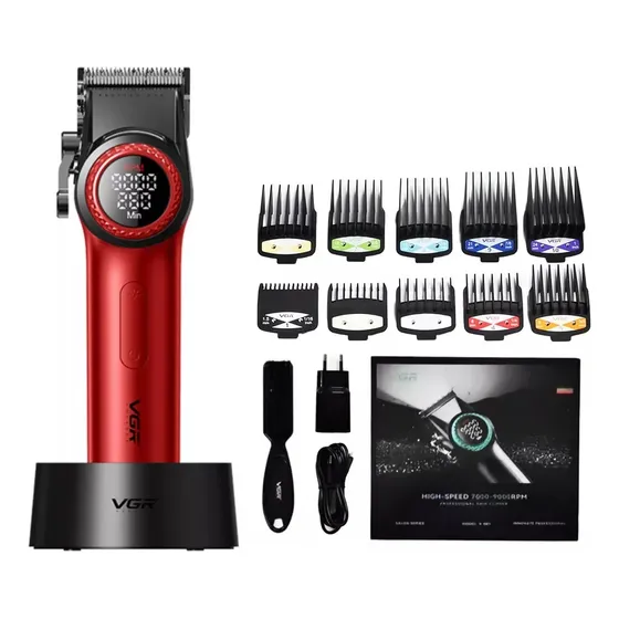 Vgr Cortadora De Pelo Inalámbrica Vgr 001 Profesional Color Rojo 110v