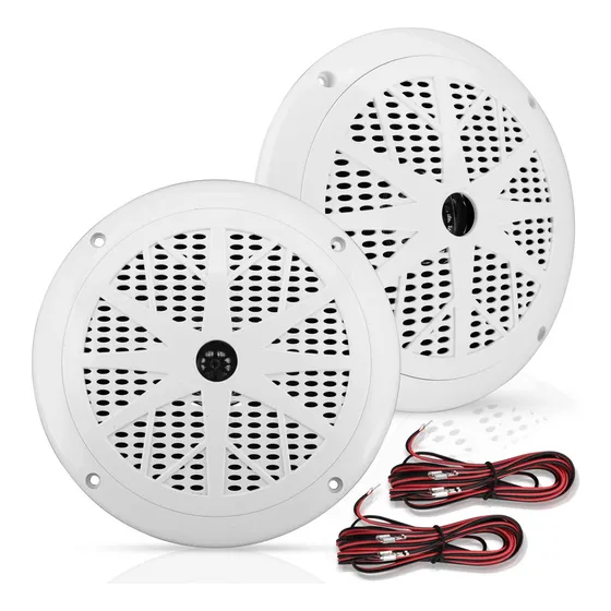 Pyle Bocinas Marinas Dobles De 6.5 Pulgadas. Sistema De Sonido Estéreo Para Exteriores Resistente Al Agua. 2 Vías. Potencia 120 Watts. 1 Par. Blanco