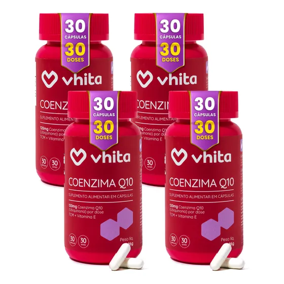 Kit 4x Coenzima Q10 Vhita 120 Mg Tcm + Vit E Cápsulas Vhita
