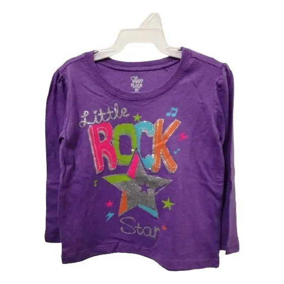 Remera Mangas Largas Rock Púrpura Algodón Para Niñas