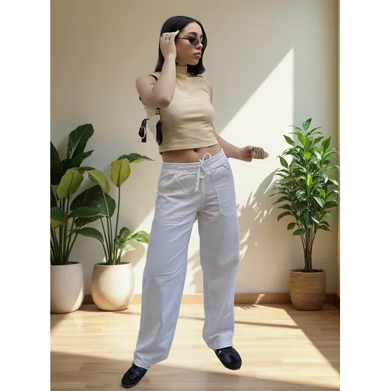 Jean Recto Con Cintura Elastica Blanco J038