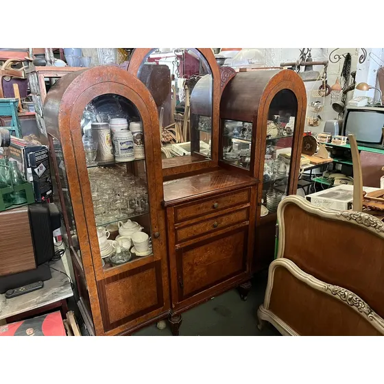 Antiguo Excelente Cristalero Vitrina Biselados Madera Mueble