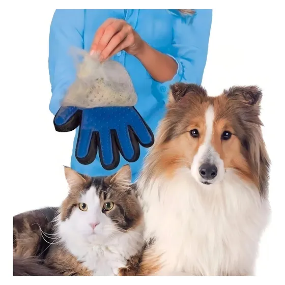 Luva Pet Escova Tira Remove Pelo Cachorro Gatos Azul Snel