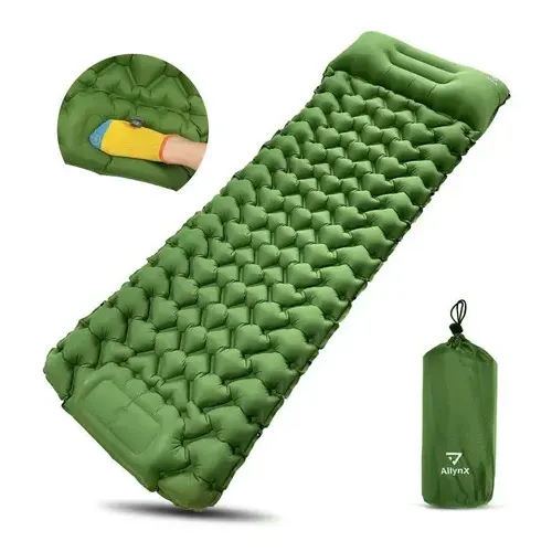 Colchoneta Inflable Allynx Ultraliviana Para Acampar Color Verde Musgo | Cuotas sin interés