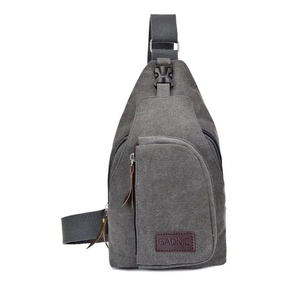 Bolso Morral A Un Hombro Gadnic Reforzado 3 Cierres Color Gris