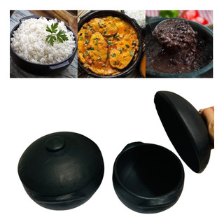 Panela Preta De Barro 2l E 3l Caçarola Rústica Curada Caldo Panela Preta De Barro 2l E 3l Caçarola Rústica Curada Caldo