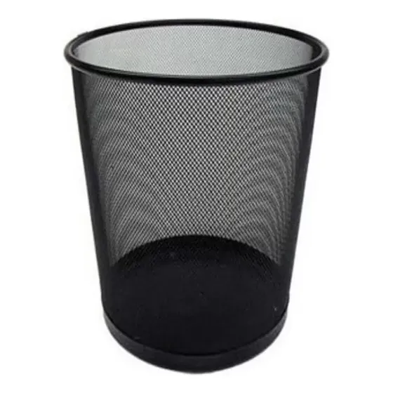 Papelera De Malla Metalica Color Negro Para Oficina