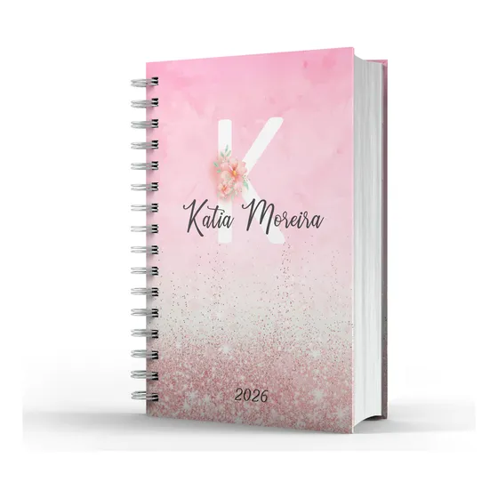 Agenda Com Seu Nome Rosa Personalizada 2026 Moderna